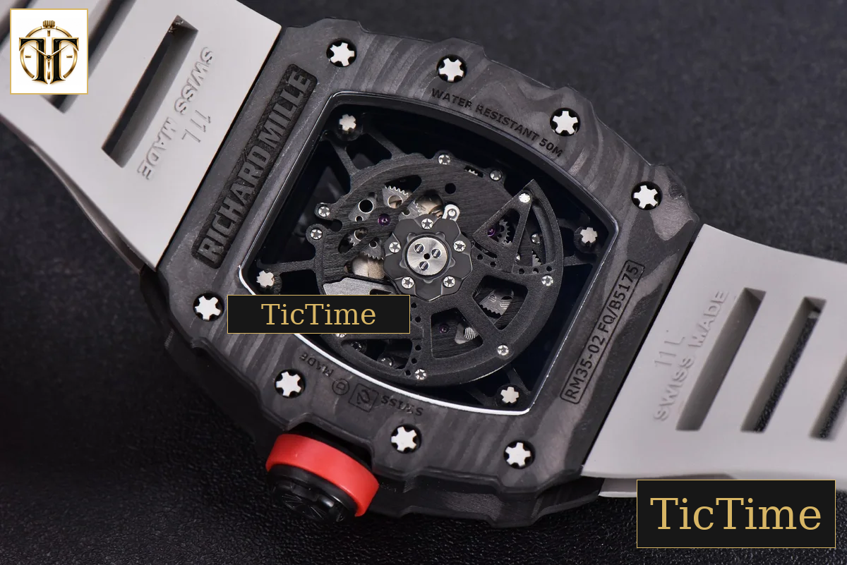 RM035-02 KVF Skeleton Dial Red Gray Rubber Strap V3 Miyota8215 — foto 16