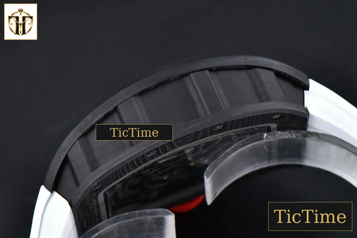 RM055 42.7mm APSF White Skeleton Dial Black Bezel Red Crown White Rubber Strap RMUL2 — foto 17