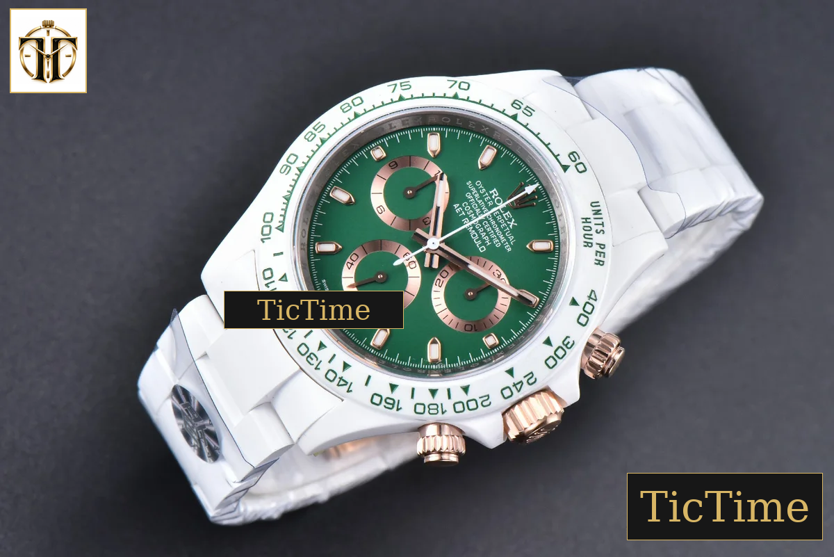 Daytona AET AETF White Ceramic Green Dial Ceramic Bracelet V2 SA4130 — foto 3