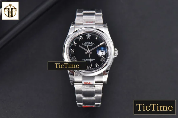 Foto frontal — DateJust 36mm GMF SS Smooth Bezel Black Dial Roma Marker Oyster Bracelet VR3235