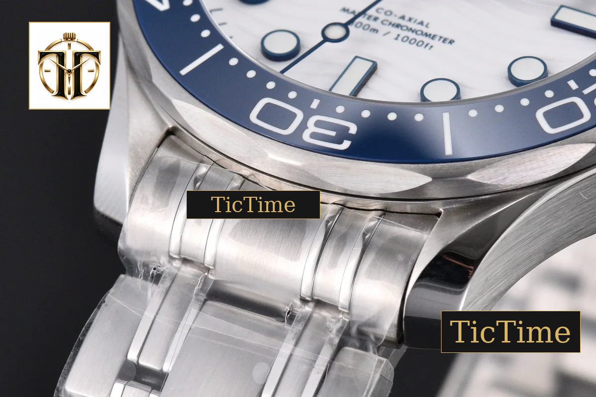SeaMaster 300M VSF White Dial Blue Bezel Steel bracelet movment( free rubber strap ) VS8800 — foto 12