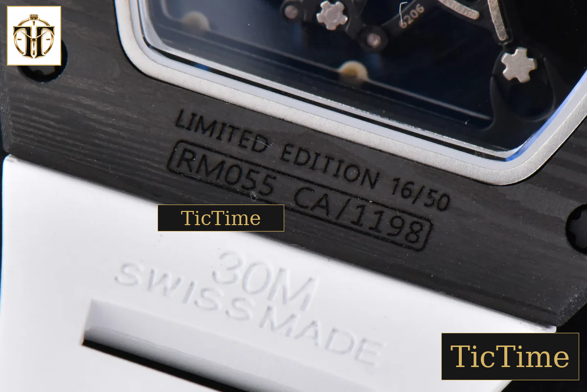 NTPT RM055 42.7mm BBRF White Skeleton Dial White Rubber Strap RMUL2 — foto 24
