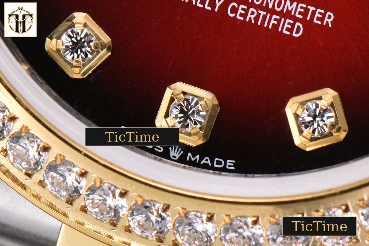 DateJust 904L 31mm GMF Diamond Bezel Red Dial Diamond Marker YG/SS Jubilee Bracelet A2824 — foto 8