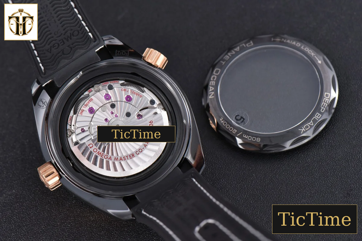Planet Ocean 600m Deep 45.5mm VSF Black Ceramic Black/RG Dial Black Leather Strap A8906 — foto 14