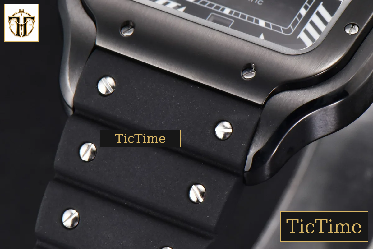 Santos Large 40mm GF PVD Black Dial Black Rubber Strap Miyota 9015 — foto 9