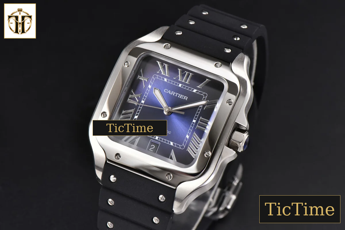 Santos Large 40mm GF Blue Dial Black Rubber Strap Miyota 9015 — foto 3