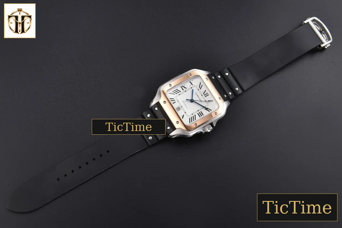 Santos de Cartier XL 40mm AF SS White Dial RG Bezel Black Rubber Strap Miyota 9015 — foto 32