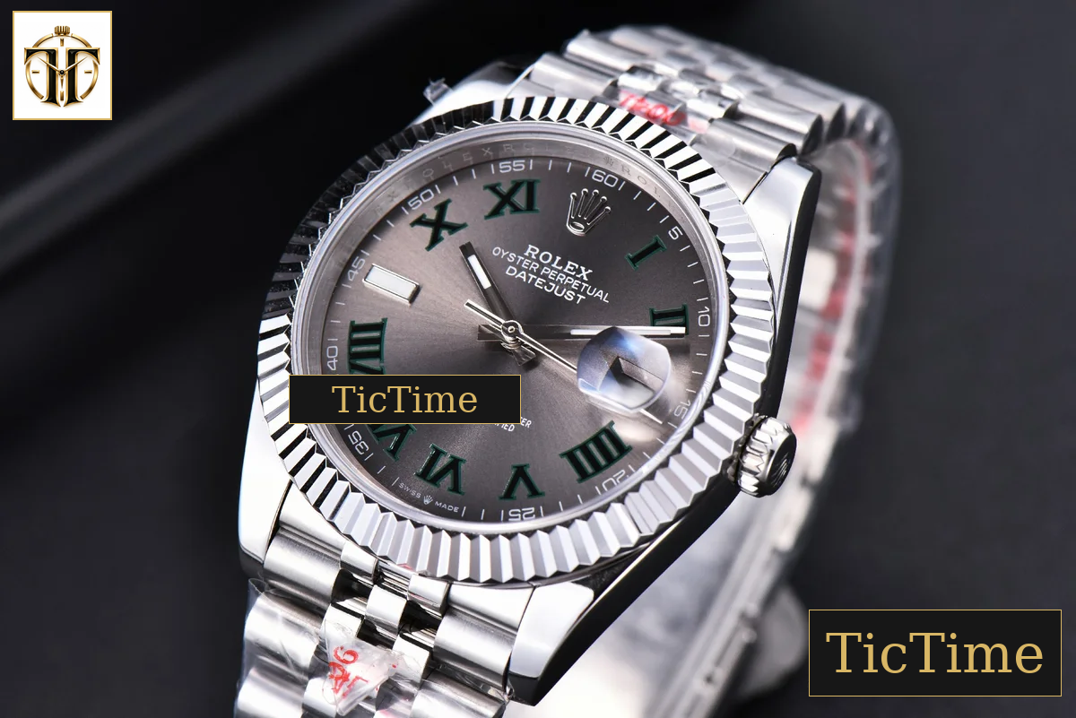 Datejust 41mm GMF SS Wimbledon Gray Dial Green Marker Fluted Bezel Jubille Bracelet VR3235 — foto 5