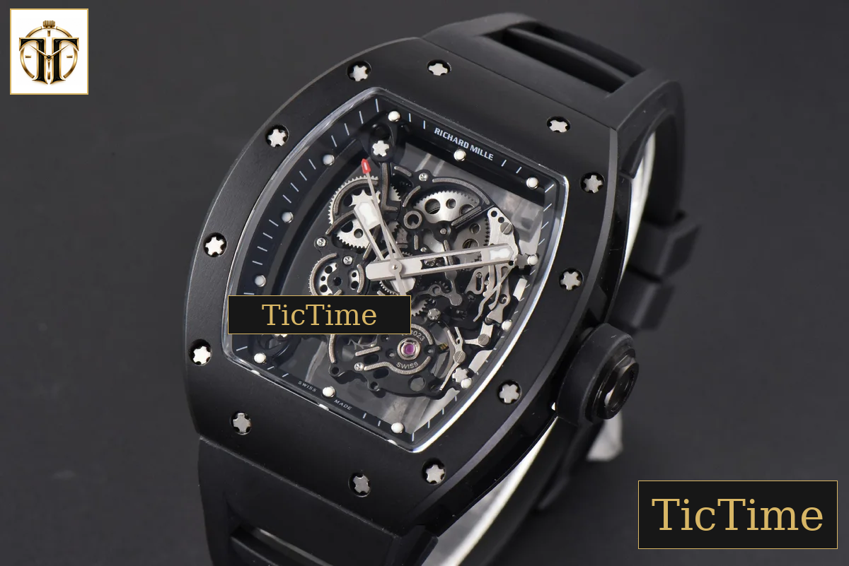 RM055 47.5mm BBRF Ceramic BBR Skeleton Dial Silver Hands Black Rubber Strap RMUL2 — foto 4