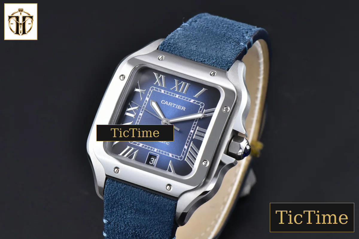 Santos de Cartier XL 40mm AF SS Blue Dial Blue Leather Strap Miyota 9015 — foto 3
