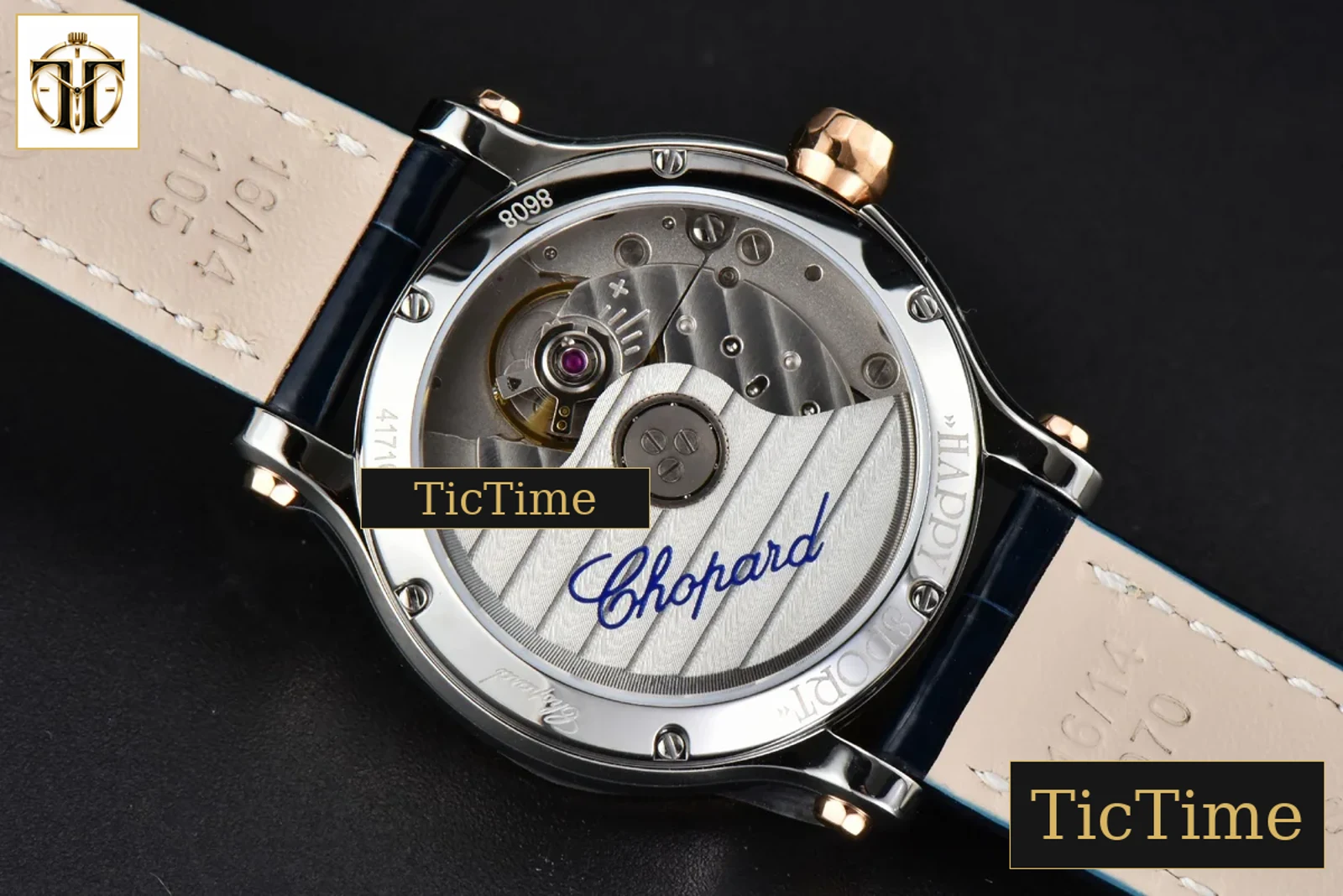 Happy Sport Automatic 33mm HWF RG/SS White Dial Blue Leather Strap A2892 — foto 22