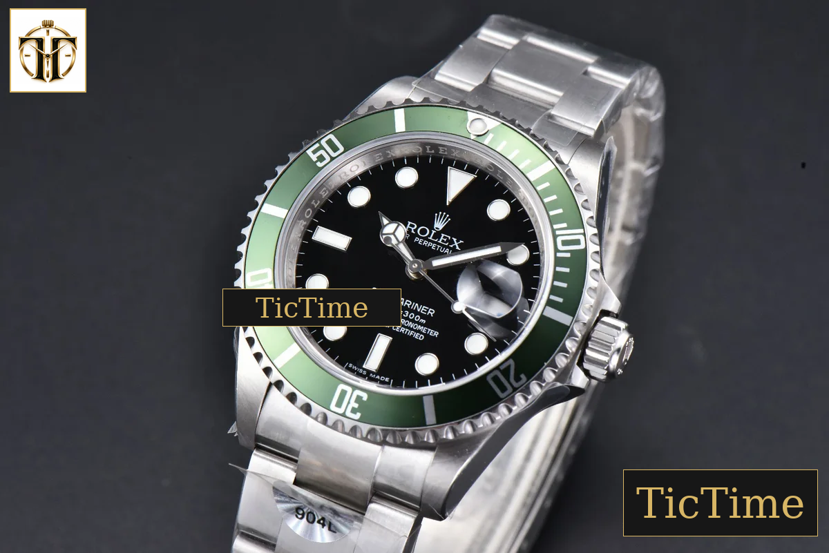 Submariner LV 16610 40mm RAF Green Bezel 904L SS Bracelet Rehaut SH3135 — foto 5