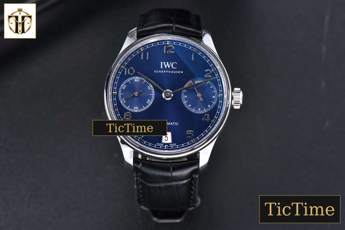 Portuguese PR IW500710 42mm ZF Blue Dial Black Leather Strap A51011 — foto 3