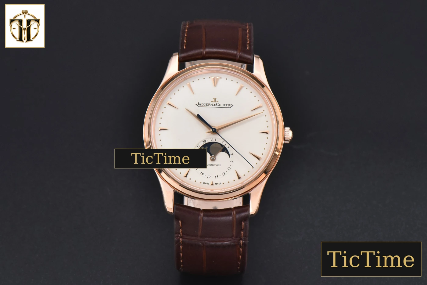 Vista frontal — Master Ultra Thin Moonphase 1362520 39mm ZF RG White Dial Brown Leather Strap V3 A925
