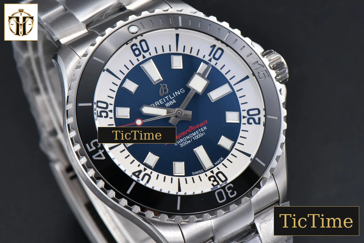 SuperOcean 44mm TF Black Bezel Blue/White Dial SS Bracelet A2824 — foto 12
