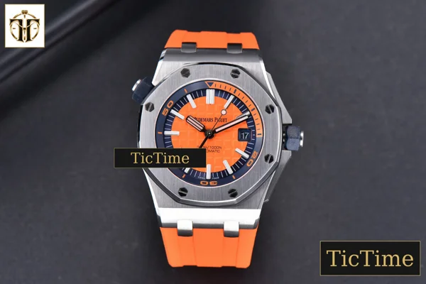 Foto frontal — Royal Oak Offshore Diver 15710 42mm JF Orange Orange Rubber Strap A3120