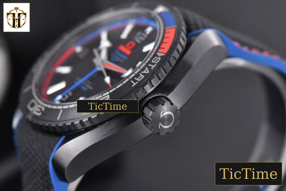 Planet Ocean 600m Deep 45.5mm VSF Black Ceramic Black Dial Blue/Red Bezel Rubber Strap A8906 — foto 11