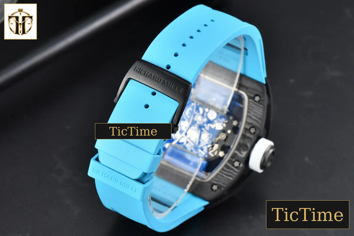 Bubba Watson RM055 42.7mm ZF Black NTPT White Skeleton Dial Blue Rubber Strap V6 NH05 — foto 14