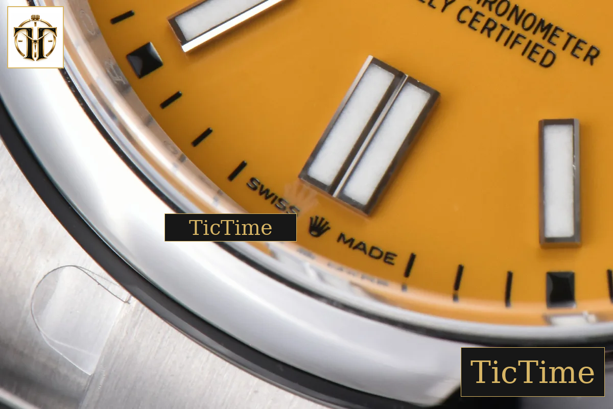 Oyster Perpetual 904L 124300 41mm Clean Factory Yellow Dial SS Bracelet VR3230 — foto 9
