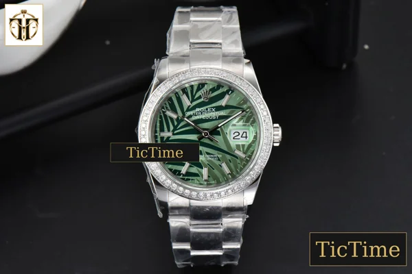 Foto frontal — DateJust 36mm BPF Diamond Green Plam Dial Oyster Bracelet A2824