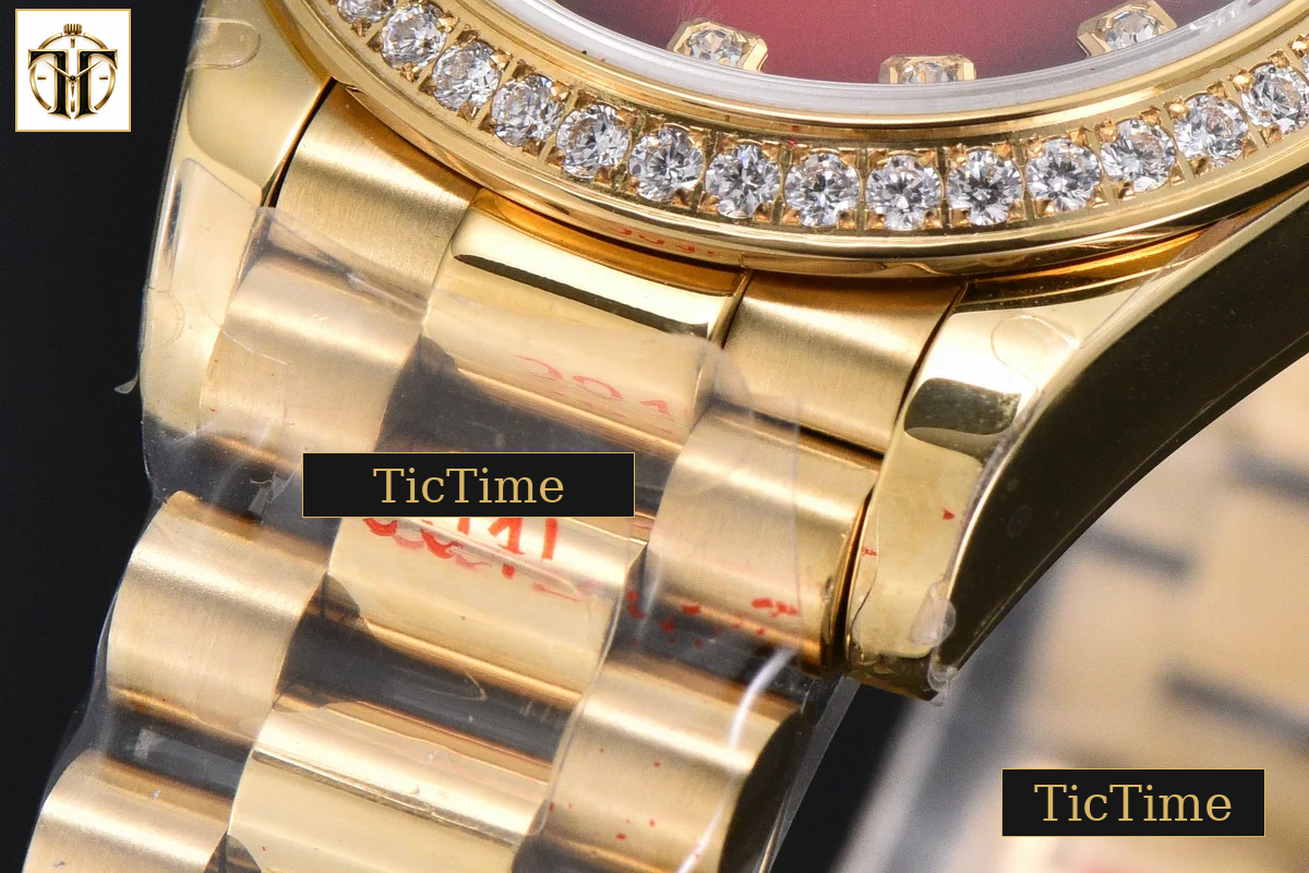 DateJust 31mm GMF YG Diamond Bezel Red Dial Diamond Marker President Bracelet A2824 — foto 11