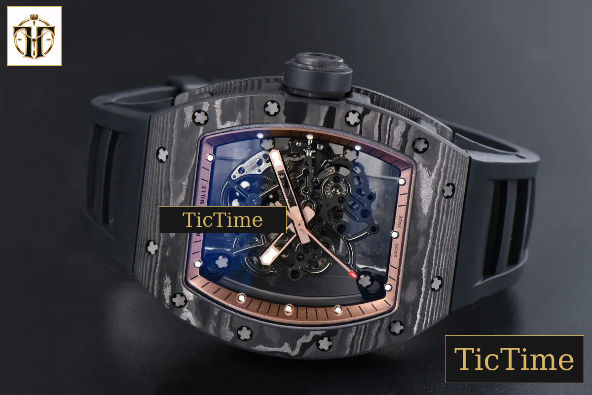 NTPT RM055 42.7mm APSF Gold Skeleton Dial Black Bezel Black Crown Black Rubber Strap RMUL2 — foto 14