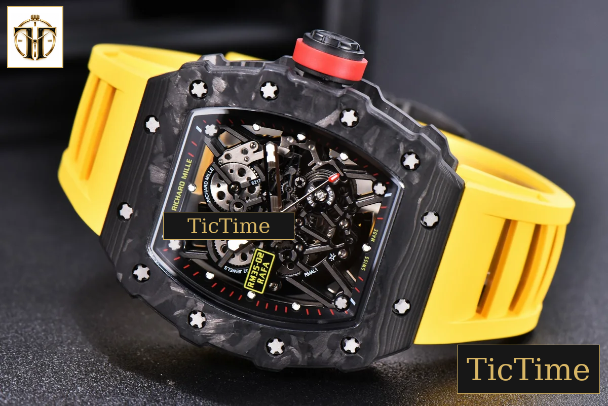 RM035-02 KVF Skeleton Dial Red Yellow Rubber Strap V3 Miyota8215 — foto 15