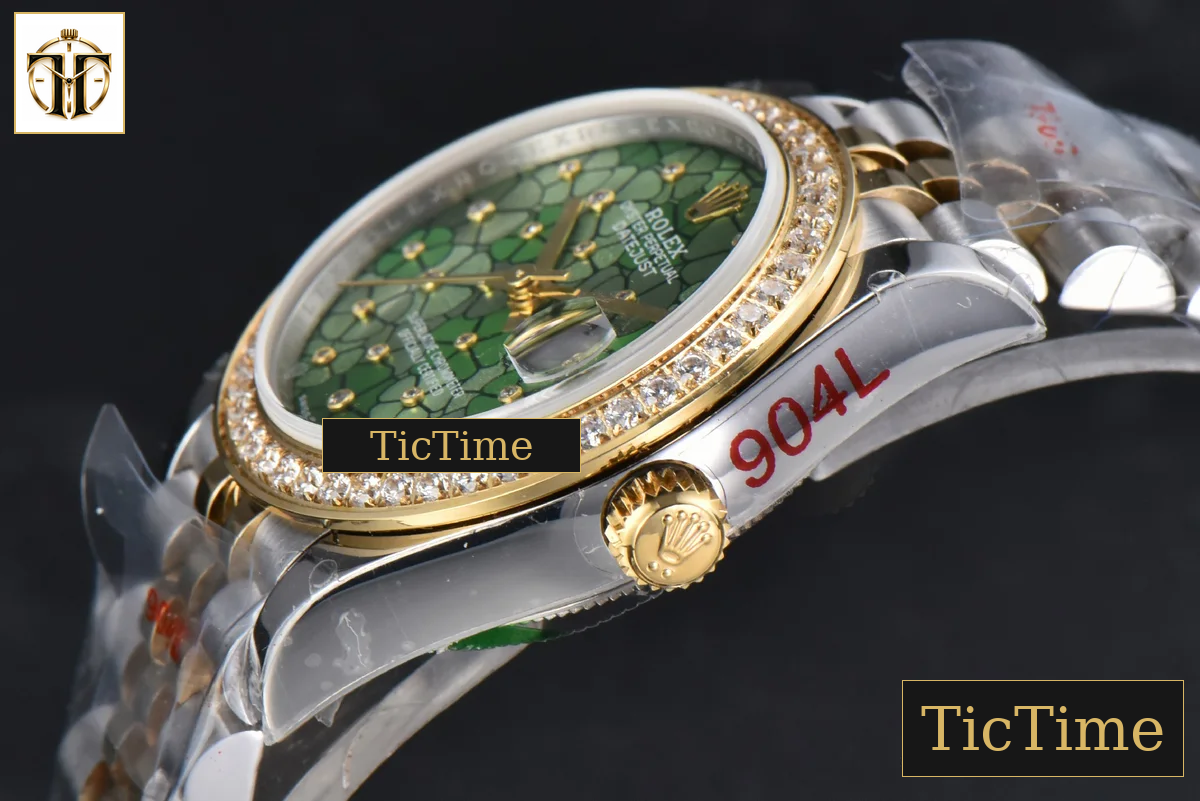 DateJust 904L 31mm GMF YG Diamond Bezel Green Flowers Dial Jubilee Bracelet A2824 — foto 11