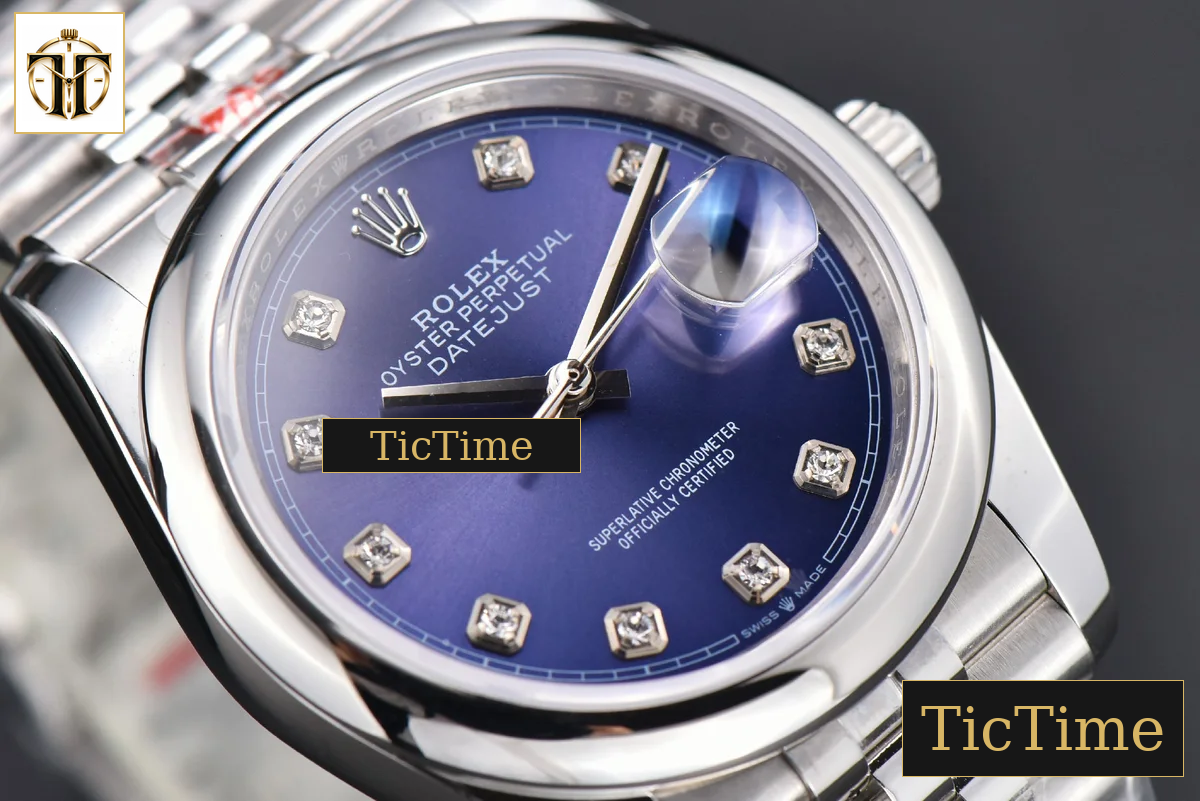 DateJust 36mm GMF SS Smooth Bezel Blue Dial Diamond Roma Marker Jubilee Bracelet VR3235 — foto 9