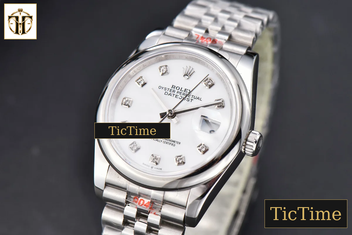 DateJust 36mm GMF SS Smooth Bezel White Dial Diamond Marker Jubilee Bracelet VR3235 — foto 3