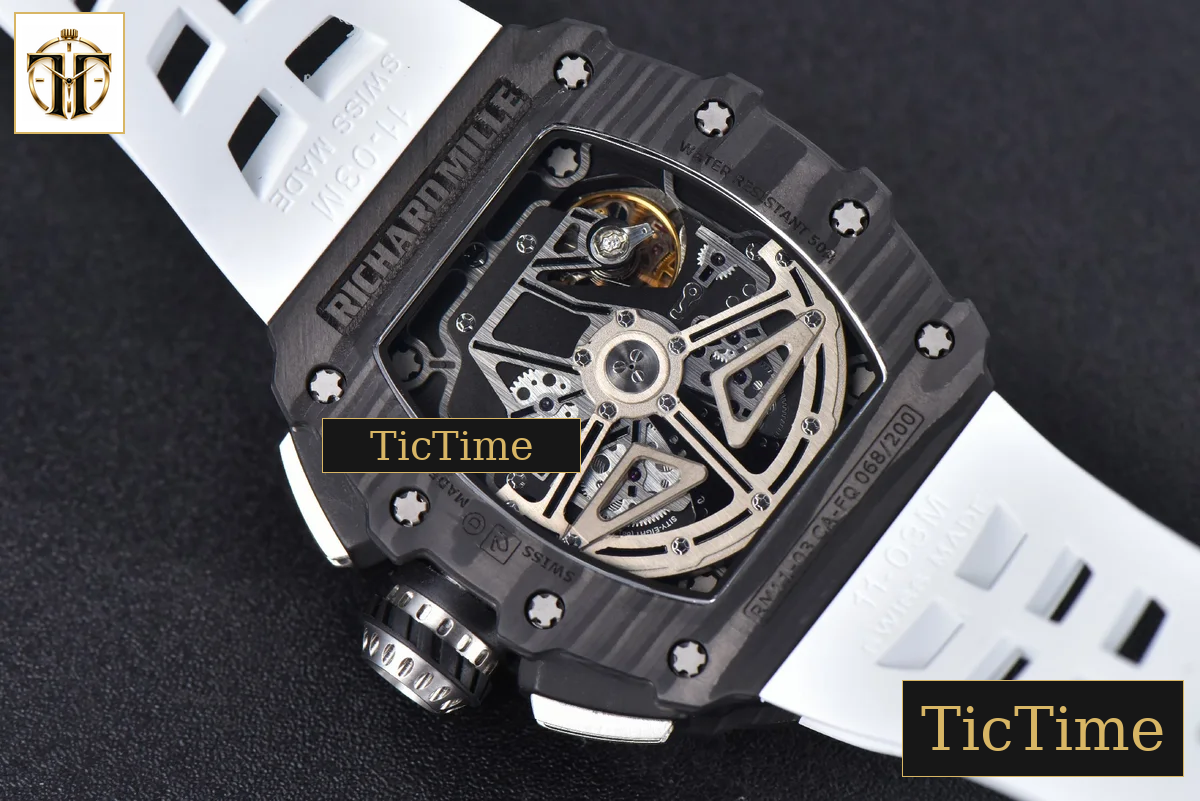 NTPT Chrono RM011 KVF Skeleton Dial White Rubber Strap V2 A7750 — foto 17