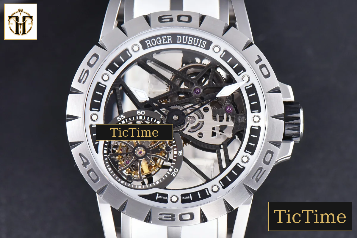 Excalibur Sports Tourbillon 46mm JBF Titanium Skeleton Dial Black Crown White Rubber Strap — foto 2