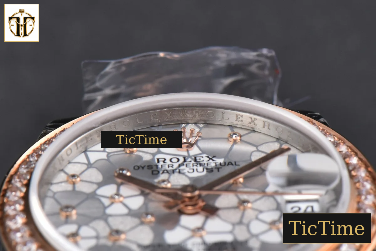 DateJust 904L 31mm GMF RG/SS Diamond Bezel Silver Flowers Dial Jubilee Bracelet A2824 — foto 14