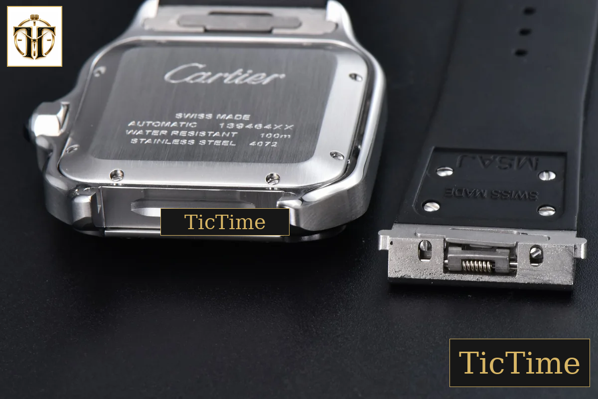 Santos de Cartier XL 40mm AF SS White Dial RG Diamond Bezel Black Rubber Strap Miyota 9015 — foto 22