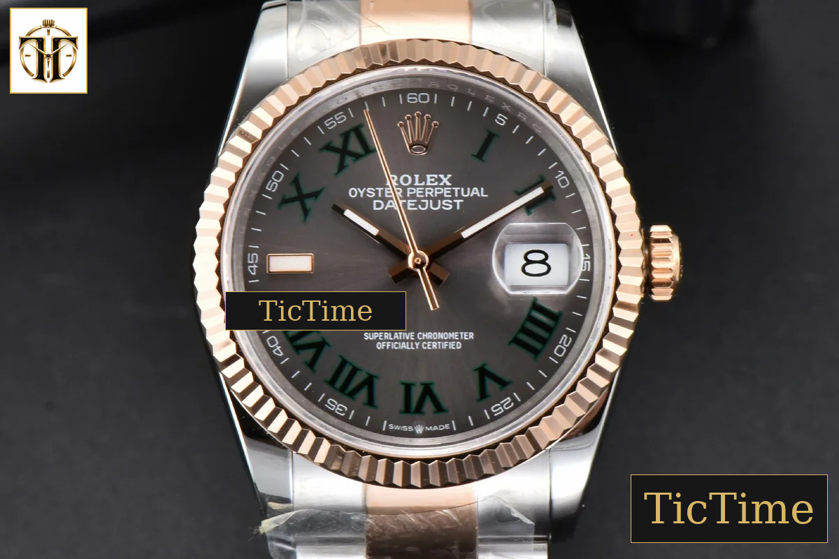 DateJust 36mm BPF RG/SS Fluted Bezel Gray Wimbledon Dial Oyster Bracelet A2824 — foto 2