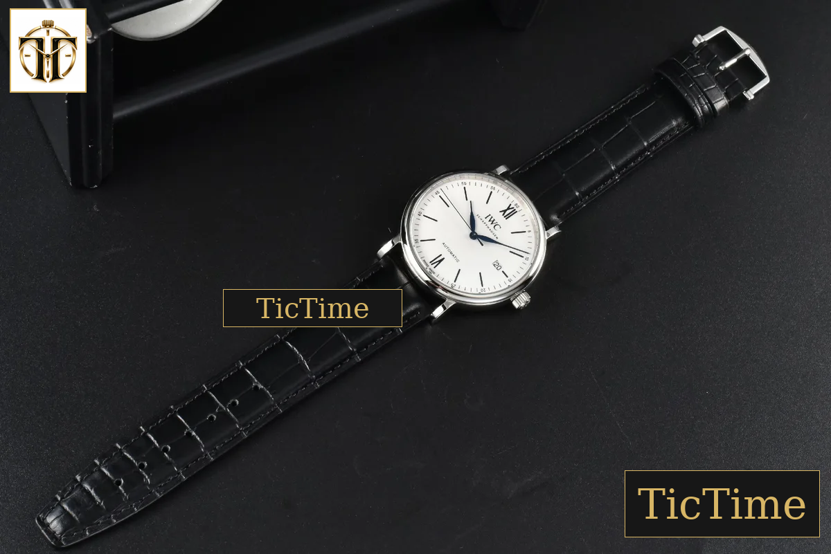 Portofino Automatic 40mm ZF White Dial Blue Marker Black Croc Strap A9019 — foto 12