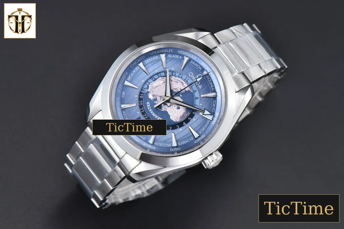 Aqua Terra 150m GMT Worldtimer 43mm VSF Ice Blue Dial SS Bracelet A8938 — foto 3