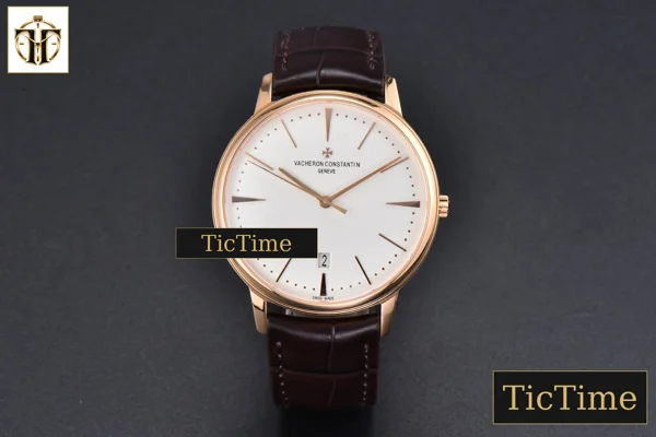 Foto frontal — Patrimony Date 40mm ZF RG White Dial Brown Leather Strap Miyota 9015