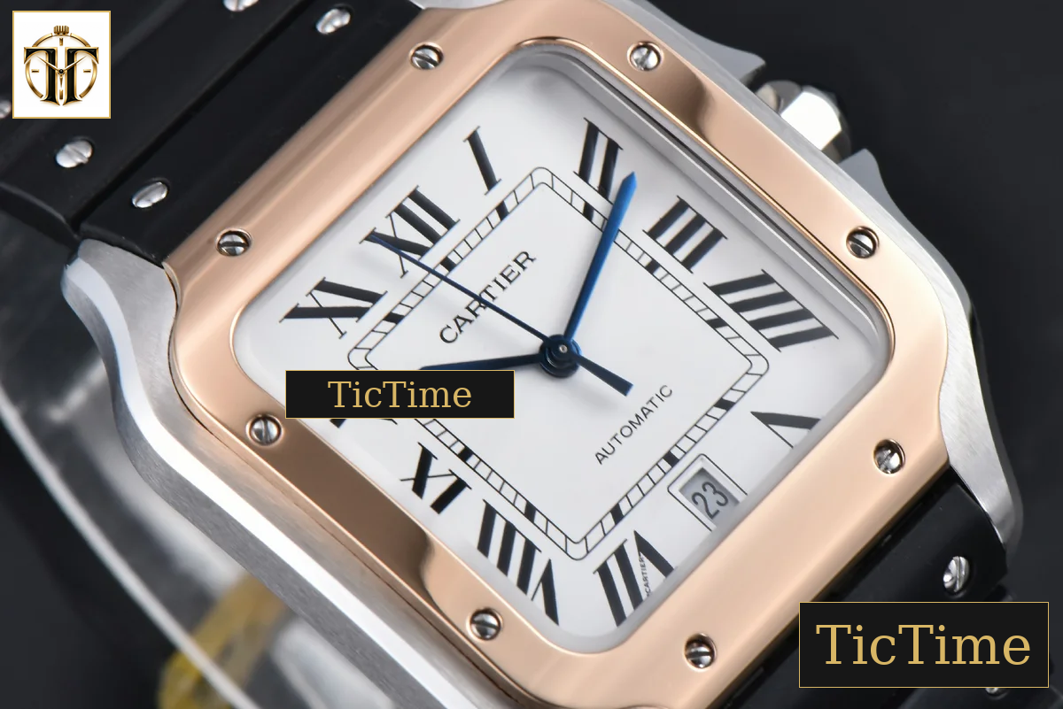 Santos de Cartier XL 40mm AF SS White Dial RG Bezel Black Rubber Strap Miyota 9015 — foto 10