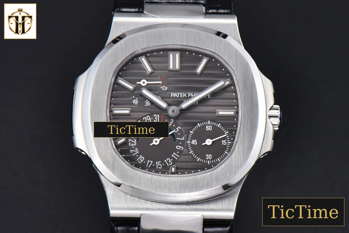 Nautilus 5712 40mm PPF SS Gray Dial Black Leather Strap V4 A240 — foto 2