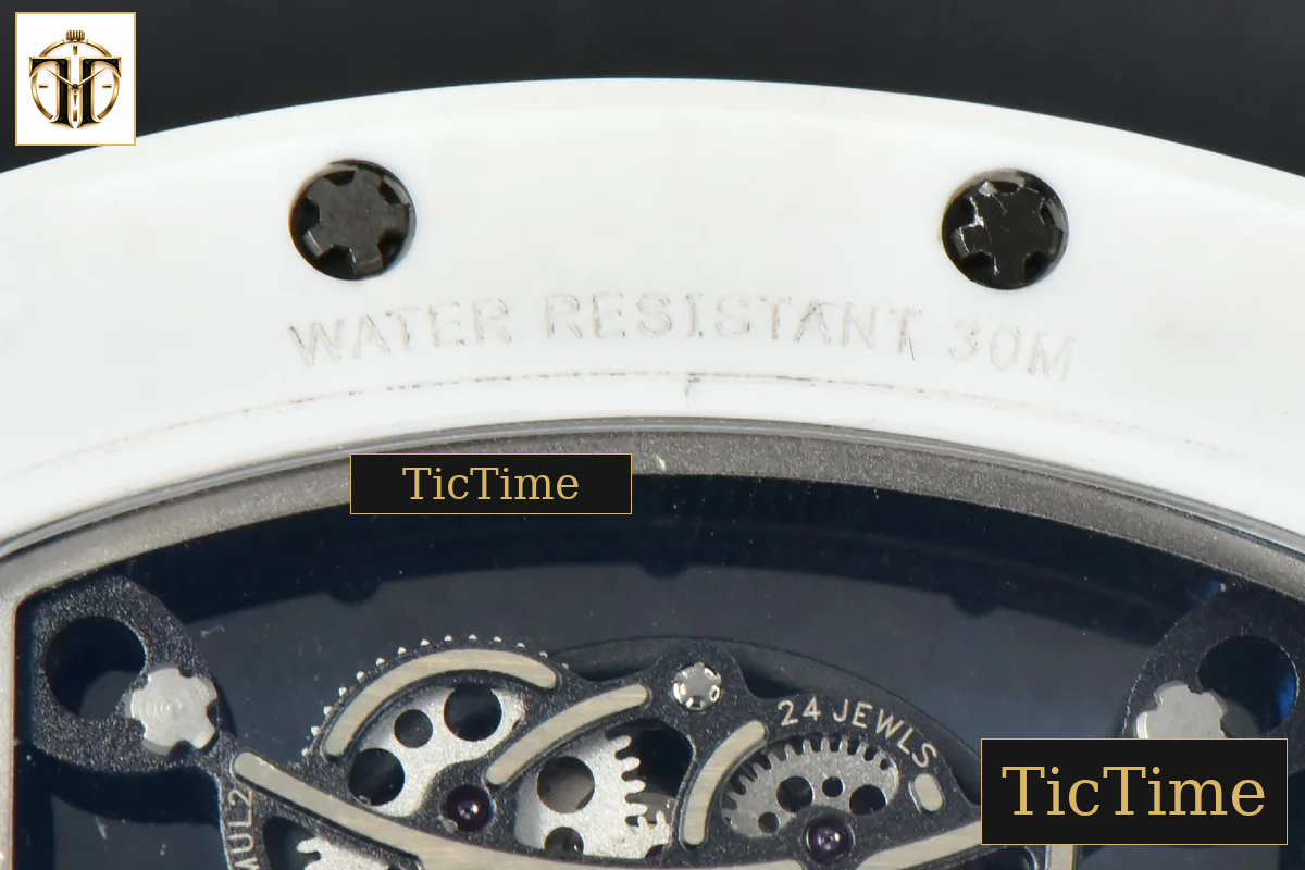 RM055 42.7mm ZF White Ceramic Black Skeleton Dial White Rubber Strap V6 NH05 — foto 19