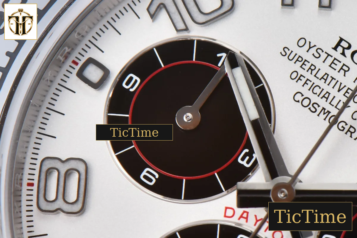 Daytona 904L 116509 40mm Clean Factory White Dial Black Subdial Oysterflex Strap SA4130 — foto 6