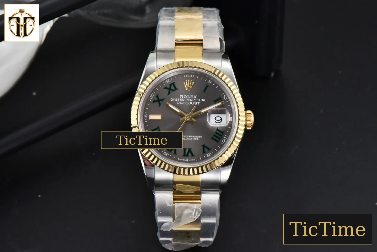 DateJust 36mm BPF YG/SS Wimbledom Gray Dial Green Roma Marker Oyster Bracelet 2824 — foto 2