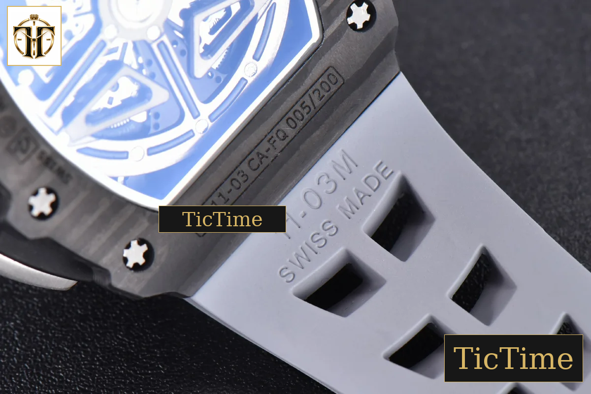 NTPT Chrono RM011 KVF Skeleton Dial Gray Rubber Strap V2 A7750 — foto 23