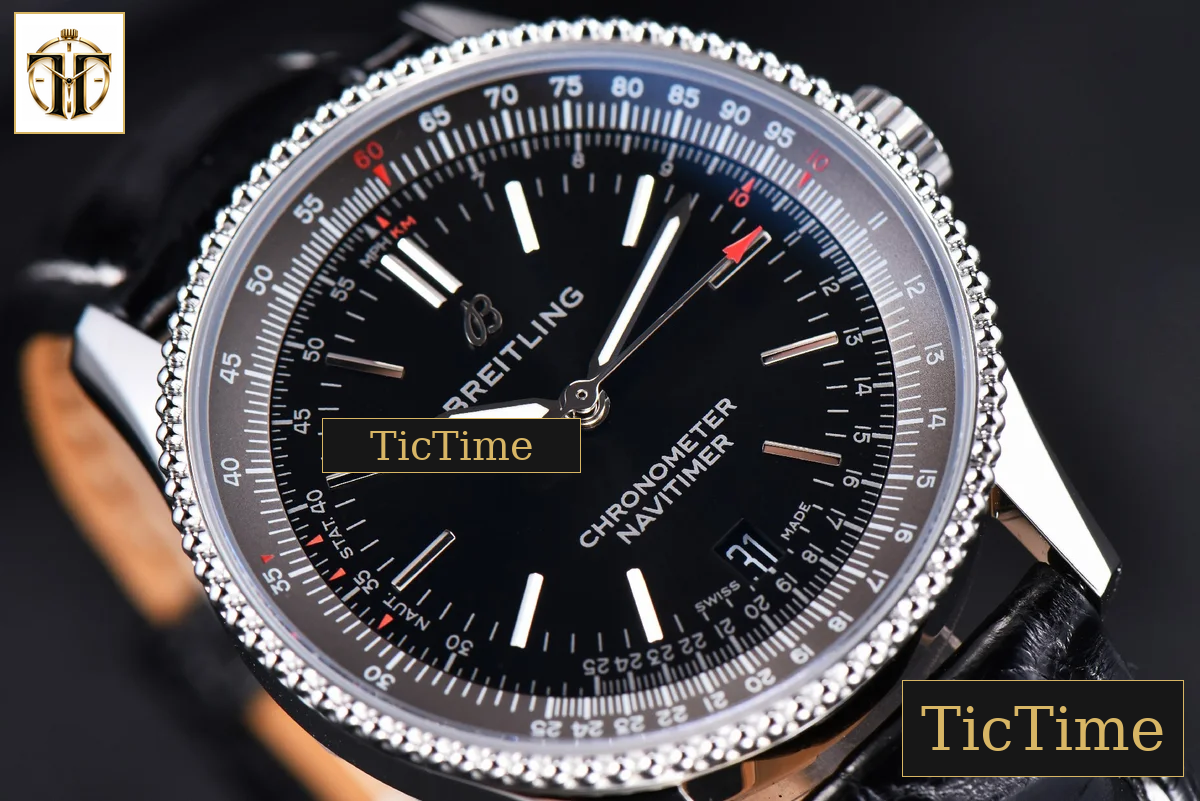 Navitimer 38mm TF SS Black Dial Gray Bezel Black Leather Strap A2824 — foto 10