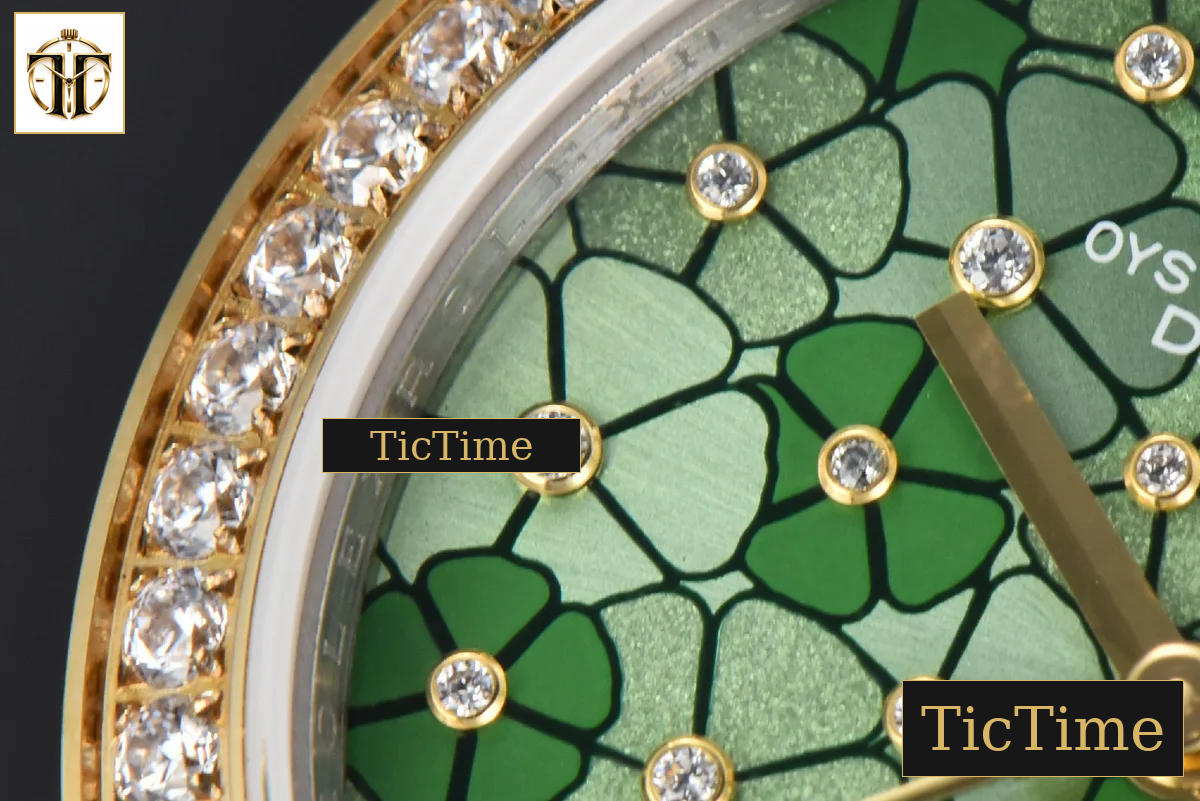 DateJust 904L 31mm GMF YG Diamond Bezel Green Flowers Dial Jubilee Bracelet A2824 — foto 6
