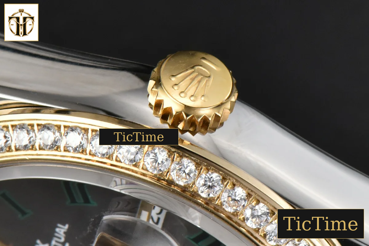 DateJust 36mm BPF YG/SS Diamond Wimbledon Gray Dial Green Roma Marker Oyster Bracelet A2824 — foto 16