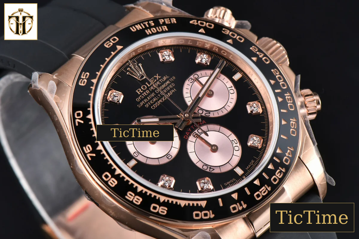 Daytona 126515 40mm BPF RG Black Bezel Black Dial RG Subdial Diamond Marker Black Oysterflex Strap SH4131 — foto 13