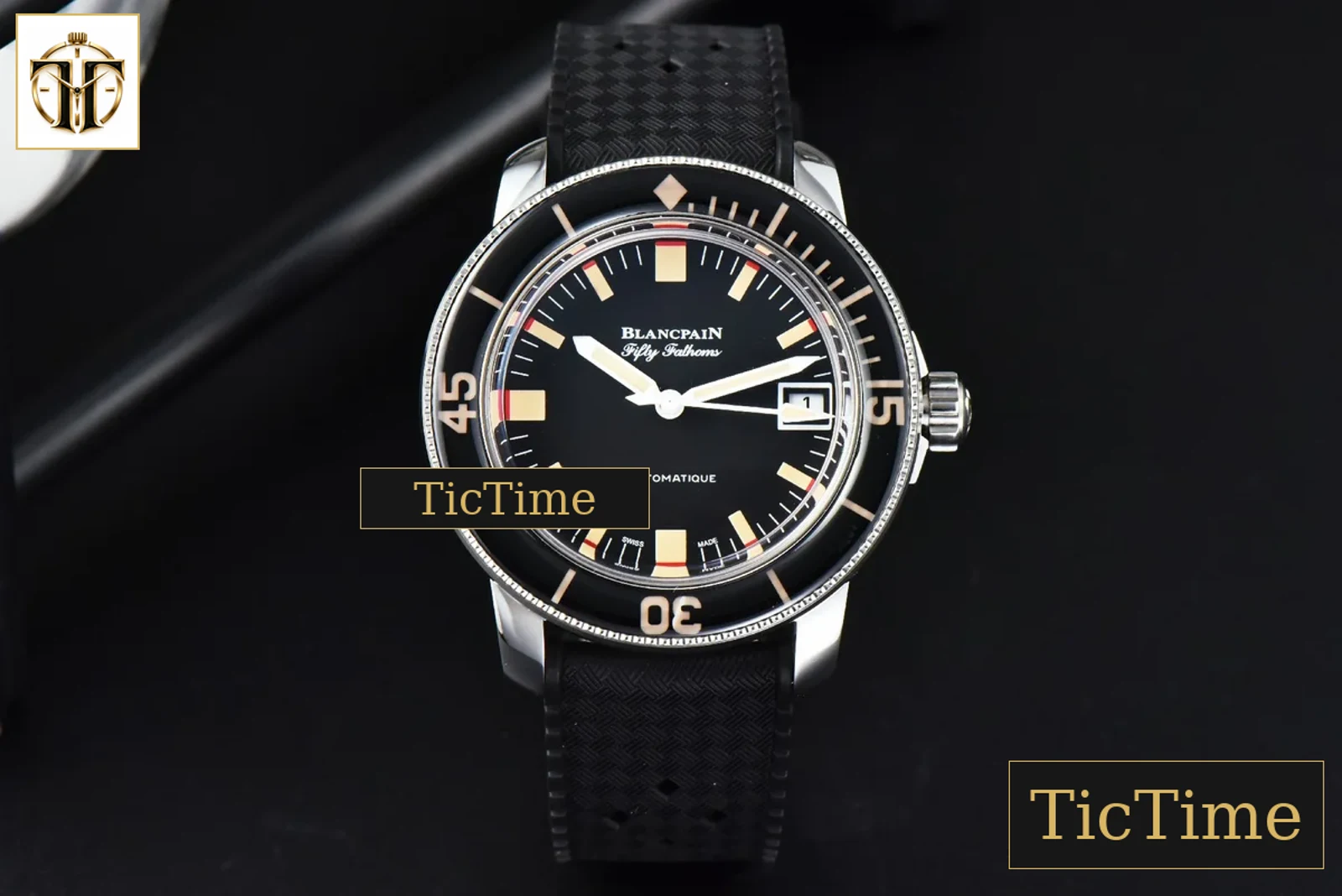 Fifty Fathoms Barakuda 5008B 40mm GSF Black Dial Black Rubber Strap A1151 — foto 3