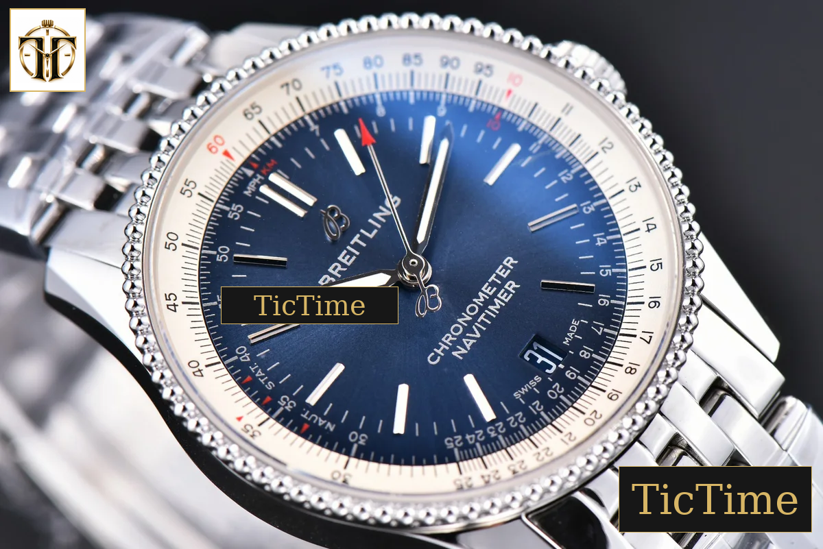 Navitimer 38mm TF SS Blue Dial White Bezel SS Bracelet A2824 — foto 10